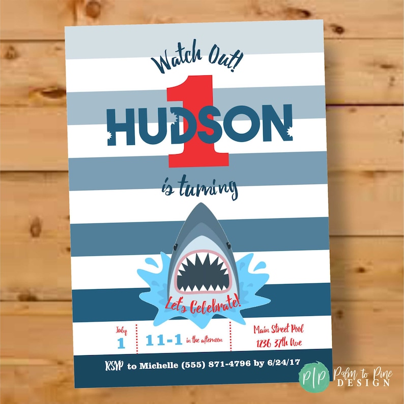 Shark birthday invitation, shark party invitations, Shark Invite, shark birthday, Shark Pool Party, jaws birthday, jaws party, shark party image 1