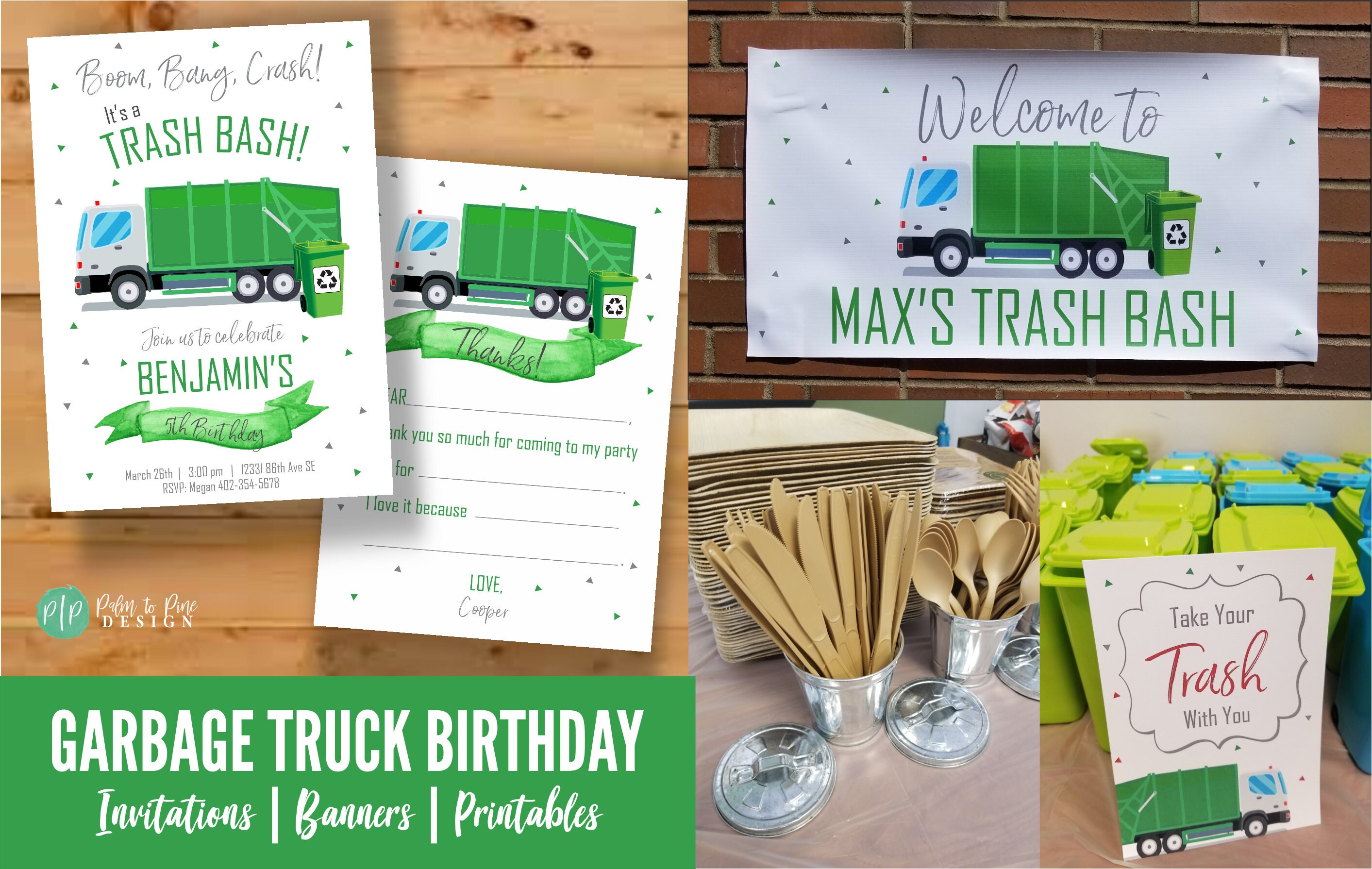 Garbage Truck Birthday Invite Garbage Truck Invitation Boys Etsy 日本