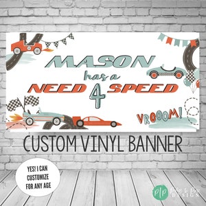 Vintage Racecar Birthday Banner, Fast One Decor, Racecar Birthday Party, Car Party Decorations, Race Car Birthday Backdrop, Racecar Banner