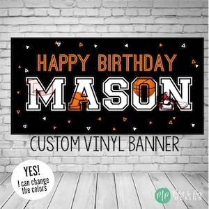 Personalized Basketball Banner, Custom Boys Birthday Party Decor