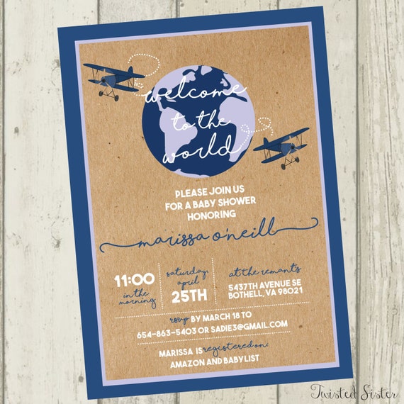 Airplane Baby Shower Invite, Plane Baby Shower Invitation, Co Ed Baby Shower Invite, Vintage Airplane Invite, Airplane Invite, Biplane, CoEd Il_570xn