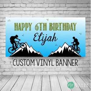 Biking Birthday Banner, Mountain Bike Party Decor, Mountain Bike Birthday Party, BMX Bike Party Decoration, BMX Birthday Banner, Bike Banner image 3