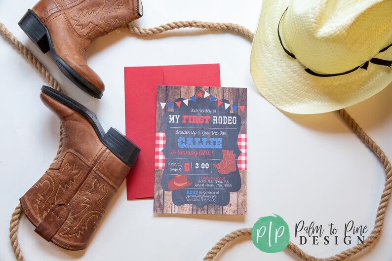 Cowboy birthday invitation, Cowgirl birthday invitation, Western birthday invitation, First Birthday Invite, Cowboy first birthday, Western image 5