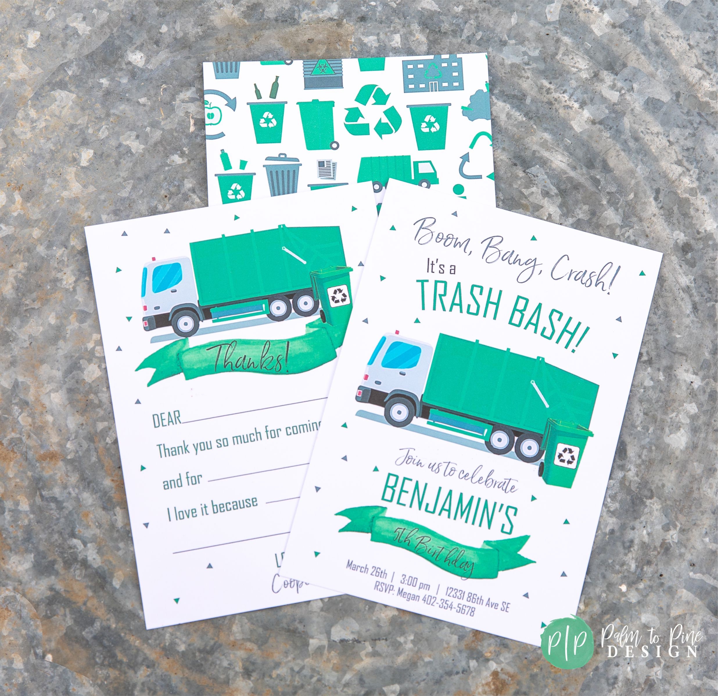 Camion A Ordures Merci Carte Anniversaire De Camion Etsy France