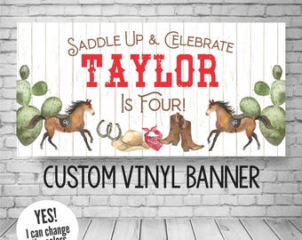 Western Birthday Banner, Cowboy Rodeo Theme Party Decor, Wild West Party Backdrop