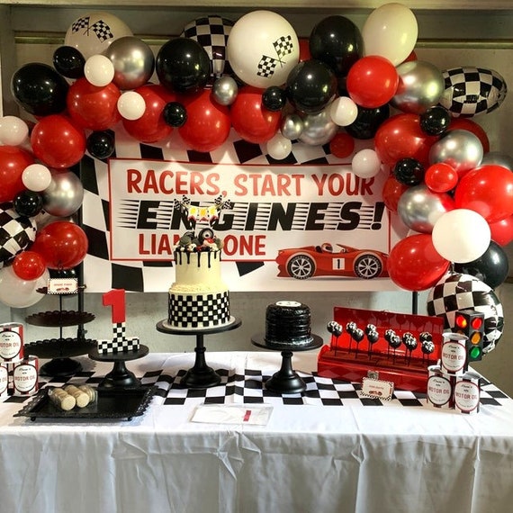 Racecar Birthday Banner, Race Car Party Decor, Hot Wheels Birthday Party,  Car Party Decorations, Race Car Checkered Flag Banner, Boy Party - Etsy