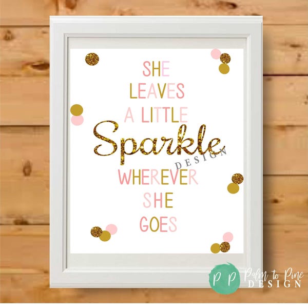 Pink and Gold Nursery Art Print: Sparkle Decor (Digital or Printed)