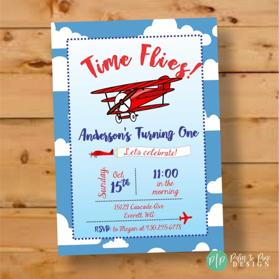 airplane birthday invite plane