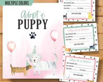 Adopt a Puppy Party Kit: Dog Adoption Certificates (Printed or Digital)