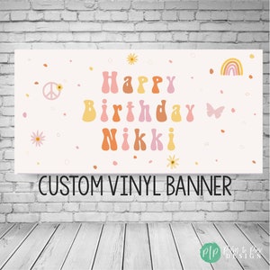 Groovy Birthday Banner, two groovy birthday, Hippie banner, Boho Groovy Banner, Flower Child Birthday Decor, Groovy banner, groovy backdrop