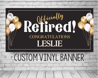 Banner de celebración de jubilación, letrero de jubilación personalizado