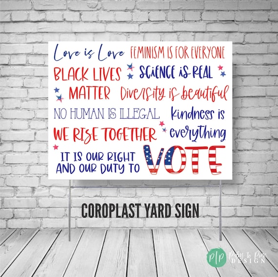 In this House yard sign, Vote, In this house we believe, patriotic yard sign, black lives matter yard sign, anti-racism, Human Rights Sign Il_570xn