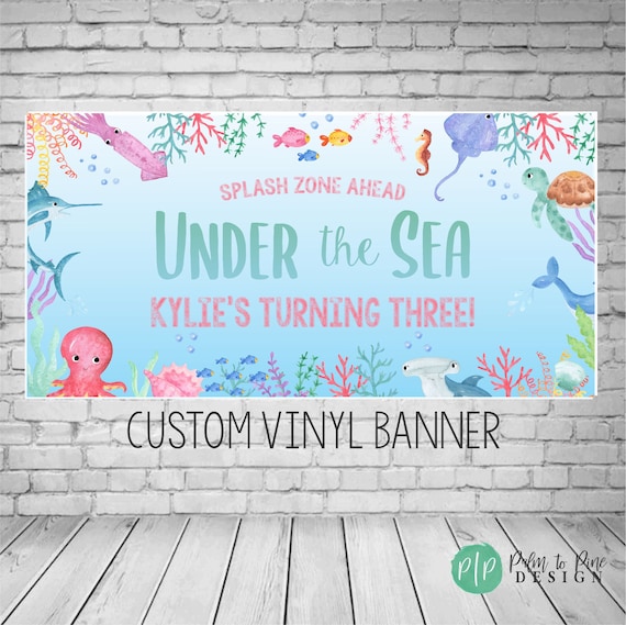 Under the Sea Birthday Banner, Ocean Birthday Backdrop, 3 Under the Sea  Party Decor, Custom Birthday Banner for Kids, Oneder the Sea Banner 