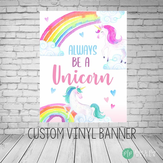 Unicorn Birthday Banner Unicorn Backdrop Custom Vinyl Banner