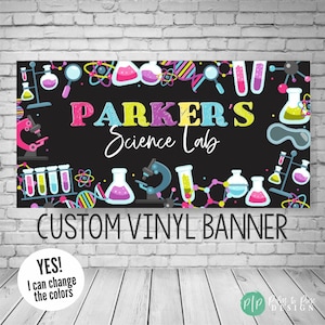 Science Birthday Banner, Scientist Birthday Party Decor, Girls Science Birthday Backdrop, Science Party Decorations, Science Fair Backdrop