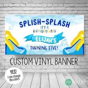 Splash Pad Birthday Banner, Splish Splash Birthday, Waterslide Birthday Party, Pool Party Decorations, Inflatable Waterslide Birthday Decor