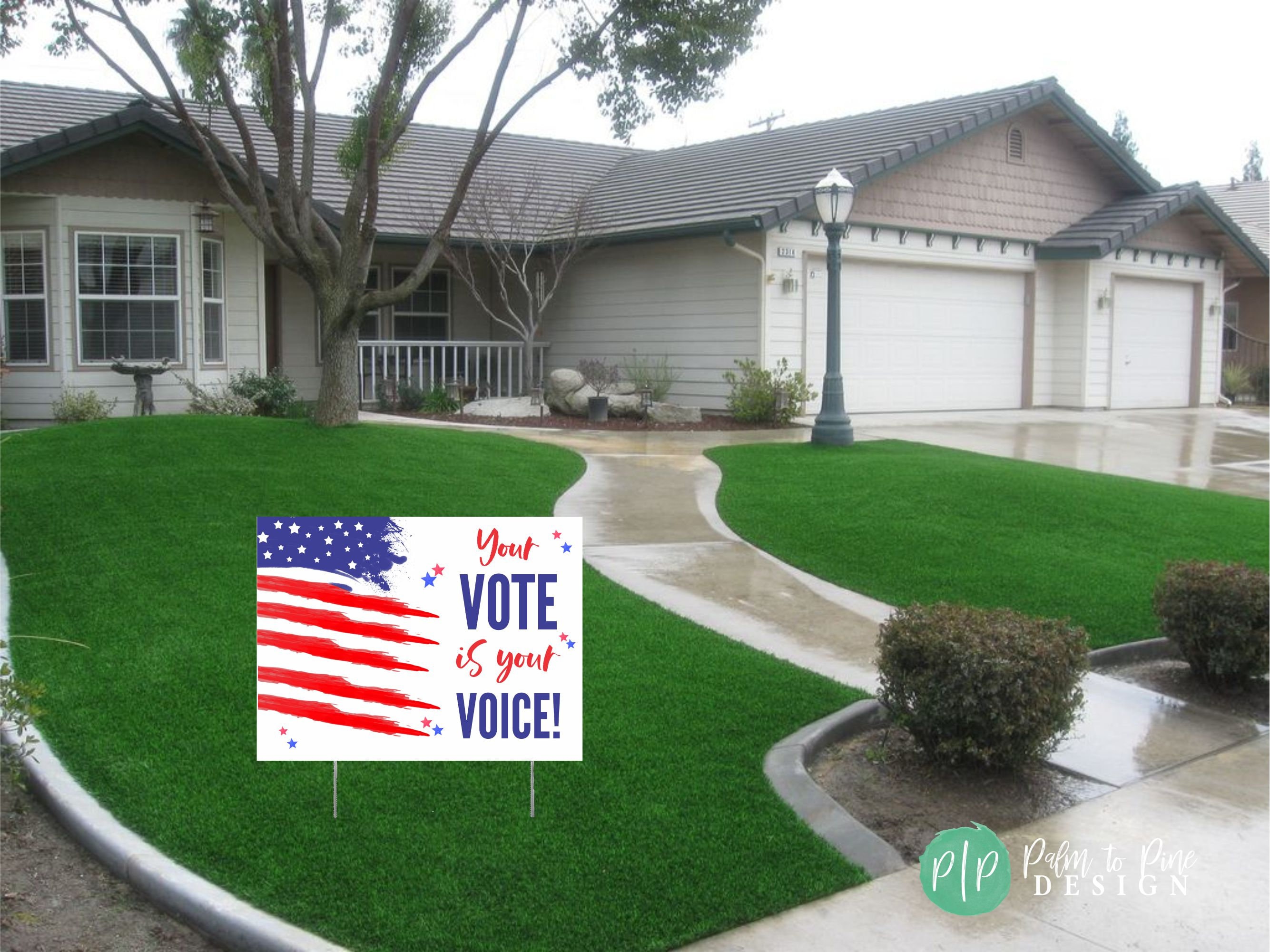 Vote Yard Sign, Political Yard Sign, Register to Vote, American Flag ...