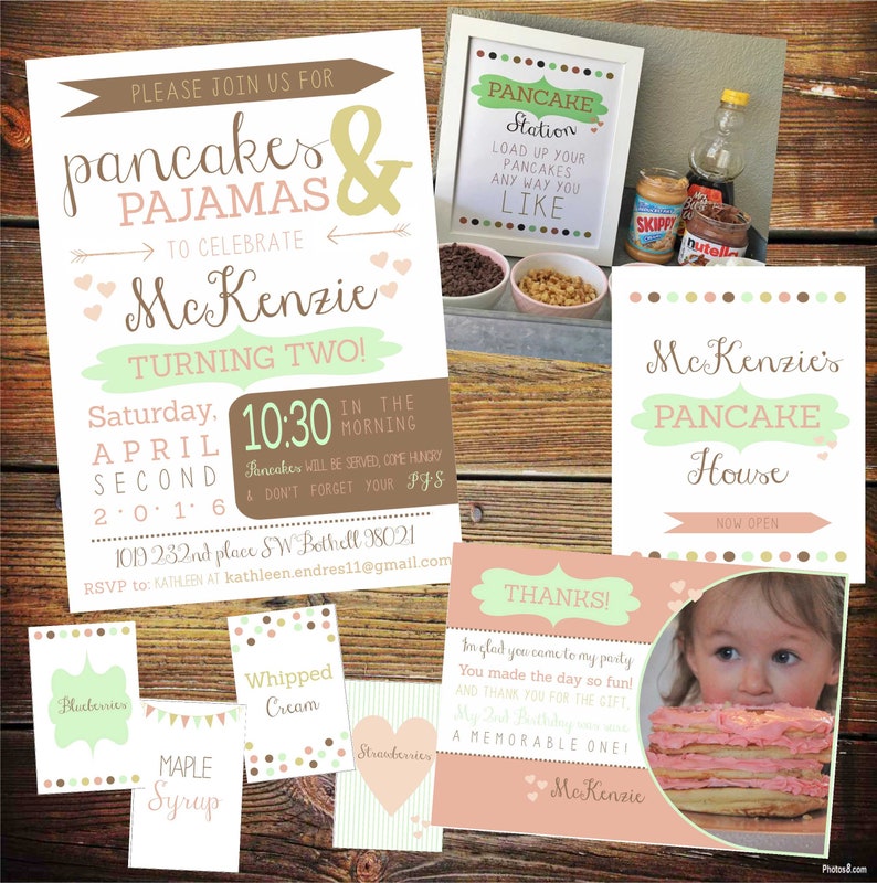 Pancakes and Pajamas Birthday Invitation, Pajamas & Pancakes Birthday Invite, Pancakes and PJ's Birthday, Birthday Invitation, Pajamas Bday image 4