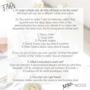 Custom Stationery Set - Personalized Note Cards with Envelopes - Modern Stationary image 9