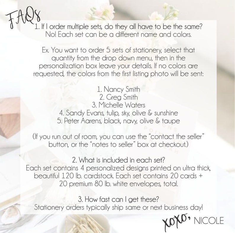 Custom Stationery Set - Personalized Note Cards with Envelopes - Modern Stationary image 9