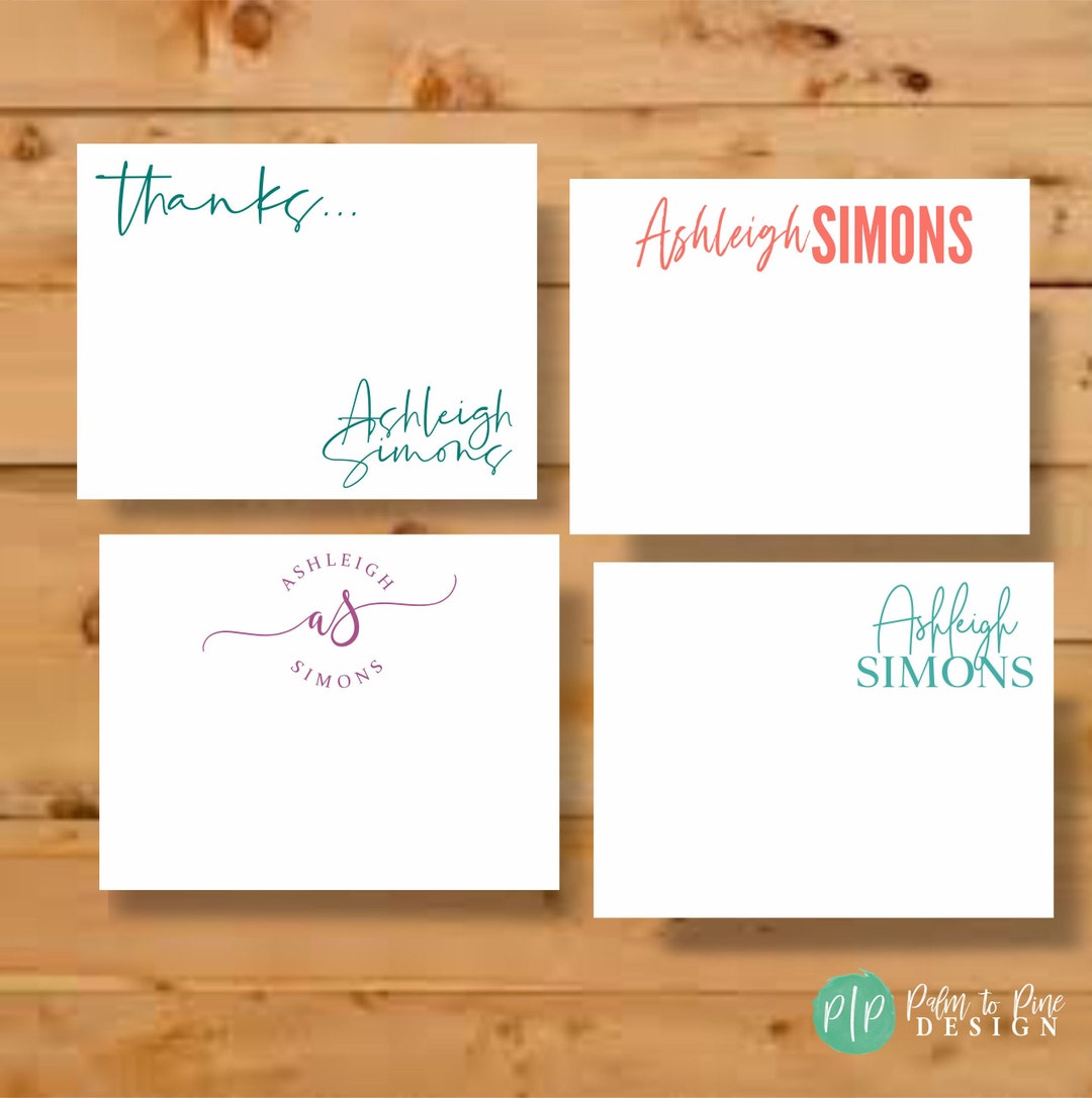 Custom Stationery Set - Personalized Note Cards With Envelopes - Modern ...