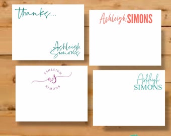 Custom Stationery Set - Personalized Note Cards with Envelopes - Modern Stationary