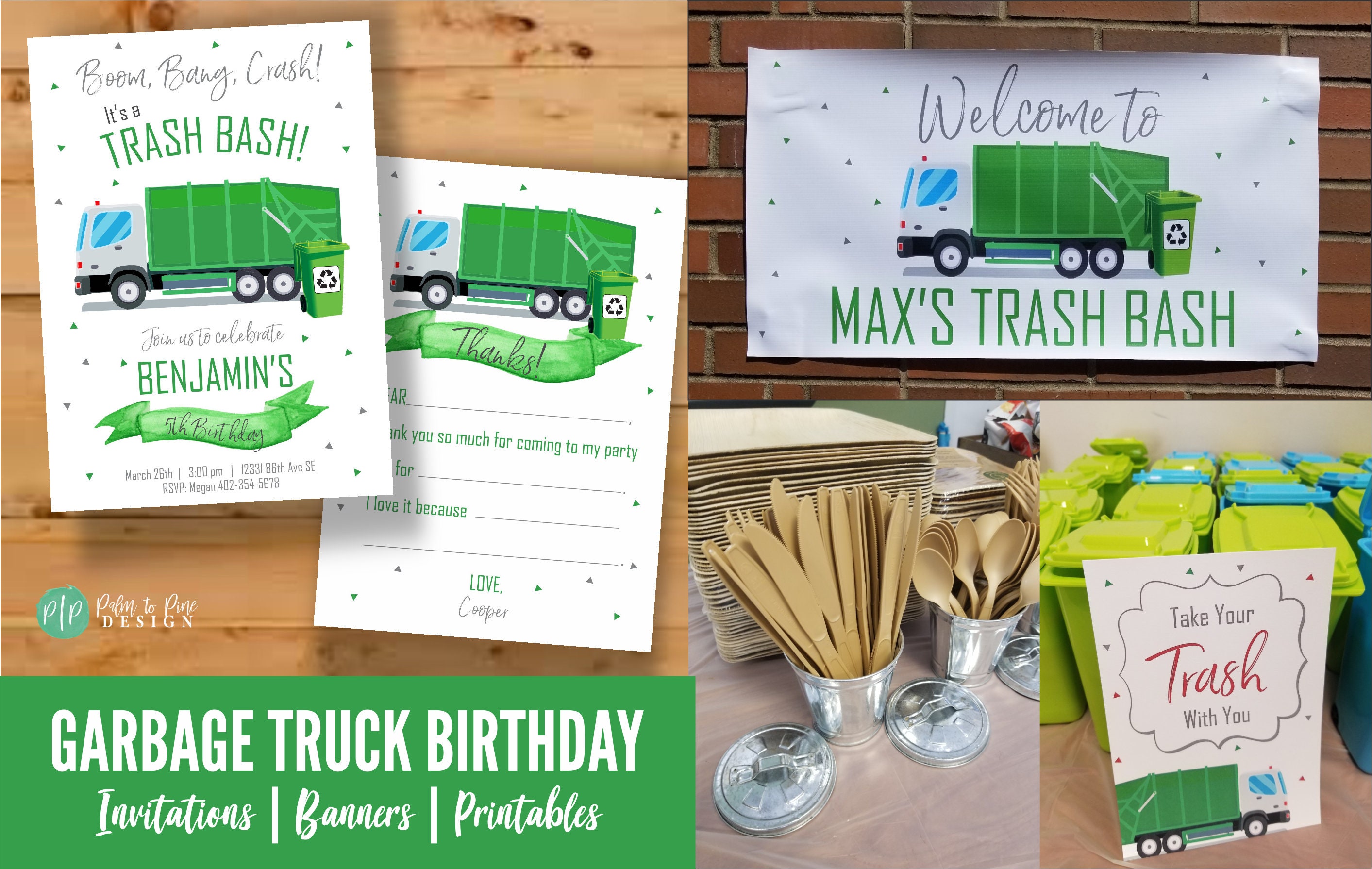 Camion A Ordures Merci Carte Anniversaire De Camion Etsy France
