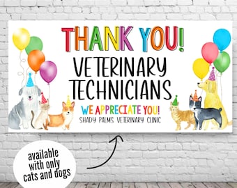 Pancarta de agradecimiento a la profesión veterinaria, cartel de agradecimiento para la Semana de Reconocimiento a los Veterinarios (personalizado para cualquier ocasión).