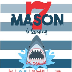 Shark birthday invitation, shark party invitations, Shark Invite, shark birthday, Shark Pool Party, jaws birthday, jaws party, shark party image 4