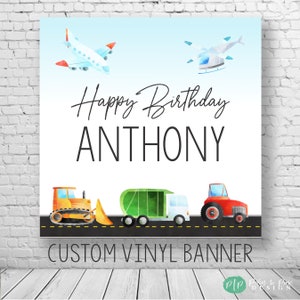 Things that Go Backdrop, Transportation Birthday Banner, Boys Vehicles Birthday Backdrop, Transportation Step & Repeat Banner, Vehicles Sign image 4