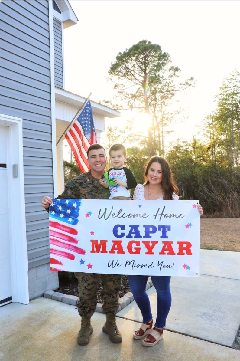 Welcome home military banner, Welcome home military sign, Soldier Homecoming, Military banner, patriotic banner, deployment homecoming sign image 2