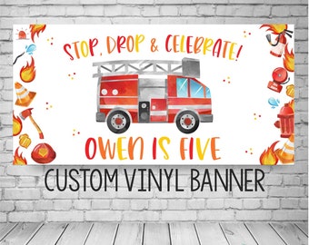 Firetruck truck birthday, Fire Fighter birthday Banner, Fire engine Birthday Banner, Firefighter Party Decor, Fireman birthday decorations