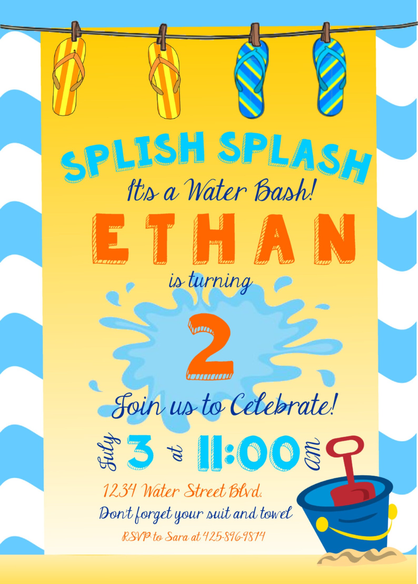 Water Birthday Invitation Water Birthday Party Second - Etsy