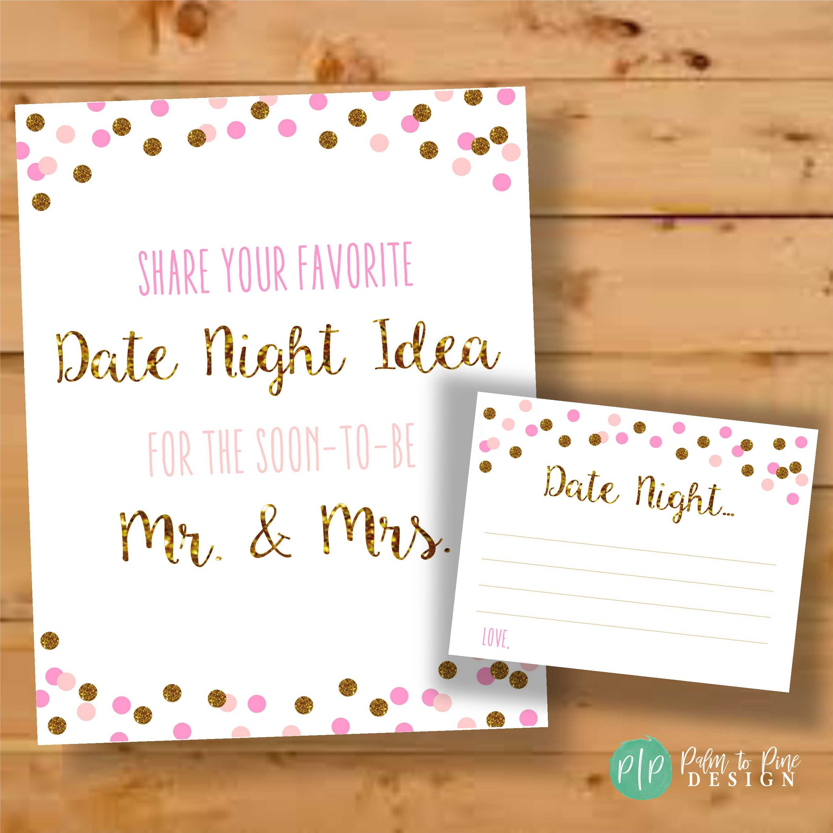 Date Night Printables Bridal Shower Date Night Ideas Date | Etsy