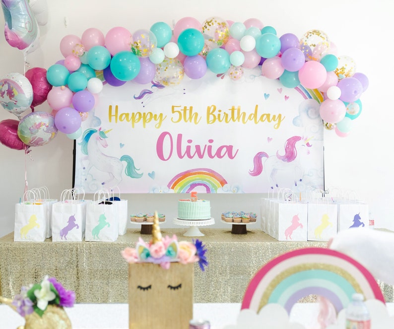 Unicorn Birthday Banner, Unicorn Birthday Party, Unicorn Birthday Backdrop, Unicorn banner, Unicorn Party Decoration, Unicorn Photo Backdrop image 2