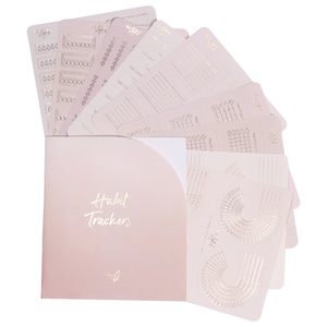 Habit Trackers - Rose Gold Planner Stickers - Goal Setting - Water Tracker - Daily - Functional - Icons - Words  - Folder Included - Minimal
