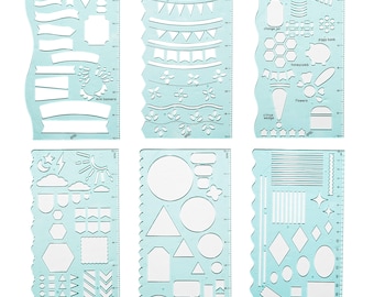 Journaling Stencils, Planner Stencils, Notebook, Bullet Journaling Supplies, Notebook, DIY Drawing, Hard Plastic, Accessories - Seaglass