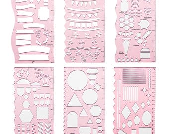 Journaling Stencils, Planner Stencils, Notebook, Bullet Journaling Supplies, Notebook, DIY Drawing, Hard Plastic, Accessories - Watermelon