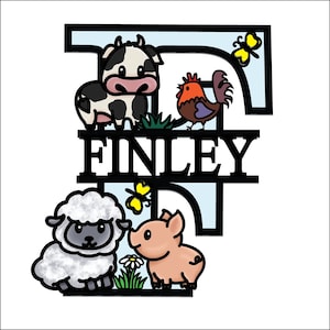 Placa de parede de madeira personalizada com nome de animais de fazenda - escolha QUALQUER cor, 2 tamanhos