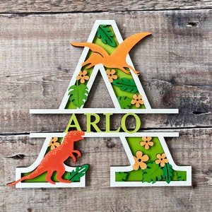Dinosaur wooden personalised letter hand painted in any colours in a choice of 2 sizes image 9