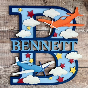 Letra de madera de avión personalizada / Regalo de aviación personalizado / Decoración con nombre hecha a mano para todas las edades
