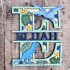Dinosaur wooden personalised letter hand painted in any colours in a choice of 2 sizes image 4