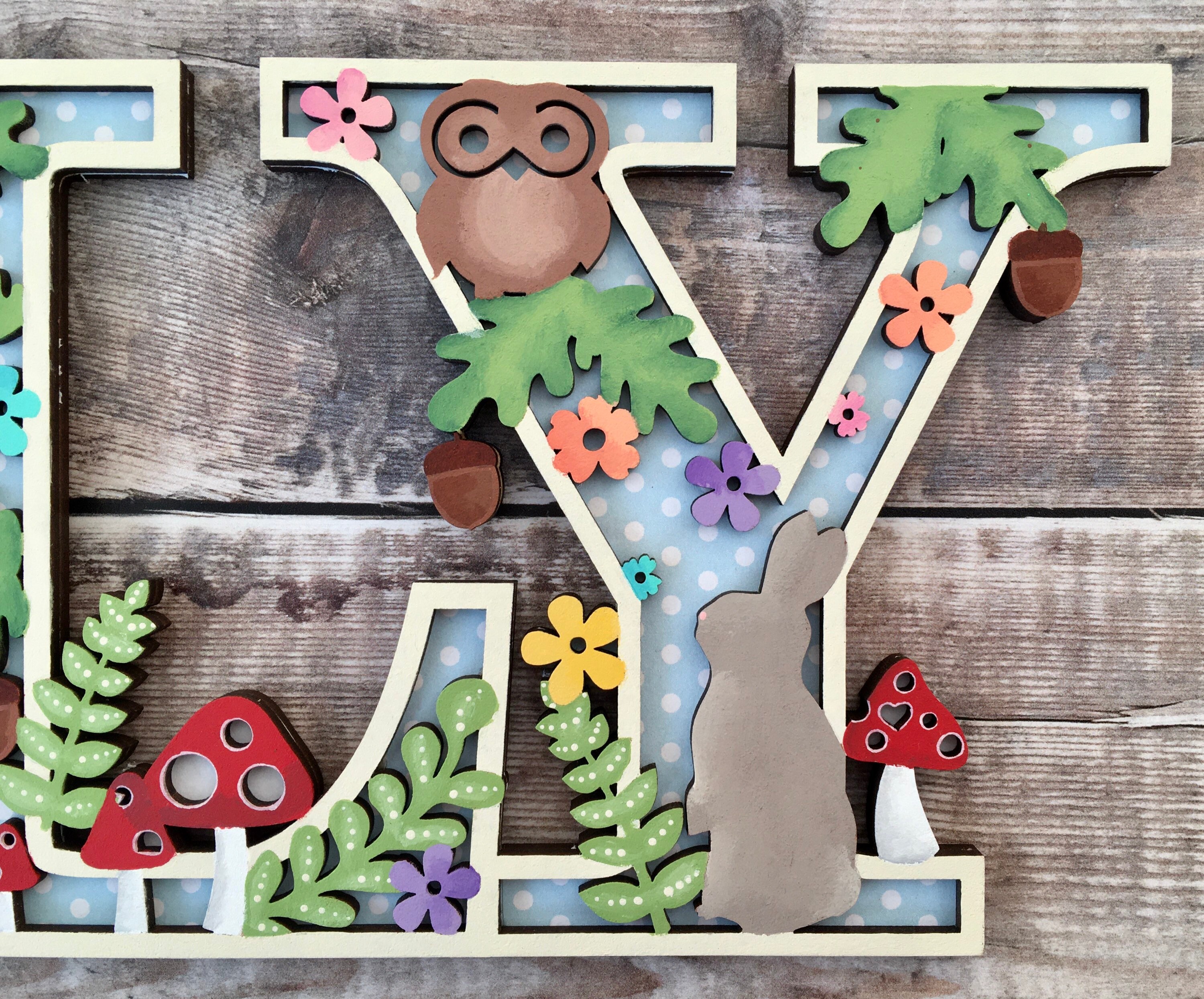 Custom personalised wooden names themed cut out layered Etsy