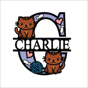 Letrero de madera personalizado con nombre de gato, para pared o puerta (colores y tamaños disponibles).