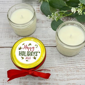 Bulk Candle Holiday Favors, Candle Holiday Favors for Christmas Party, Personalized Holiday Wedding Candle Favors, Bulk order of 25 candles
