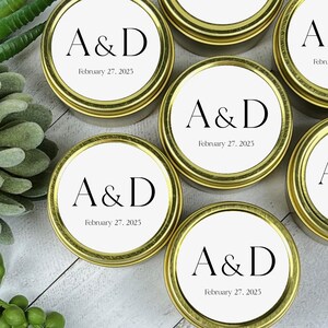 Personalized Soy Wax Candle Favors: Gold Tin, Wedding Candle Favors ...