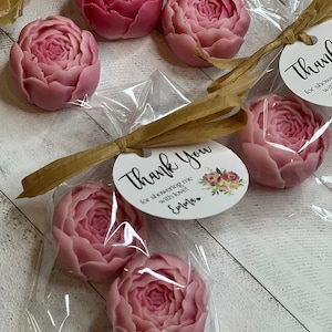 Peony Soap Favors-Baby Shower Girl in Bloom Bridal wedding decor,Dusty Rose Blush Wildflower Party Favors,mini peony flower soap favors bulk