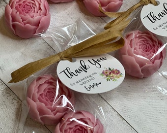 Peony Soap Favors-Baby Shower Girl in Bloom Bridal wedding decor,Dusty Rose Blush Wildflower Party Favors,mini peony flower soap favors bulk