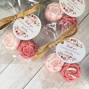 Peony Soap Favors-Baby Shower Girl in Bloom Bridal wedding decor,Dusty Rose Blush Wildflower Party Favors,MINI peony flower soap favors bulk