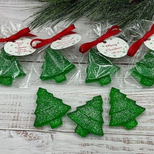 Christmas Tree Soaps, Winter Baby Shower Favors, Christmas Soap Gifts, Christmas Party Soap Favors, classroom Christmas party Favors, Vegan